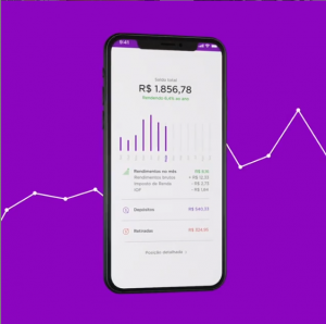 Imagem mostrando a interface do aplicativo Nubank em um celular